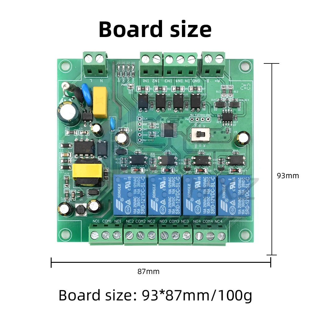 Четырехсторонний релейный модуль Modbus RTU источник питания 220 В RS485/TTL UART |