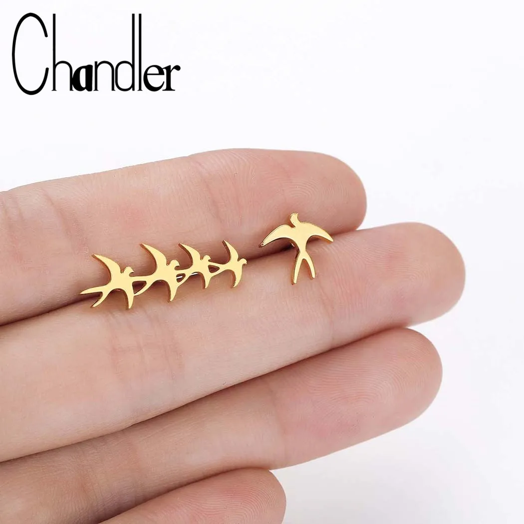 Серьги гвоздики Chandler из нержавеющей стали асимметричные маленькие серьги флока