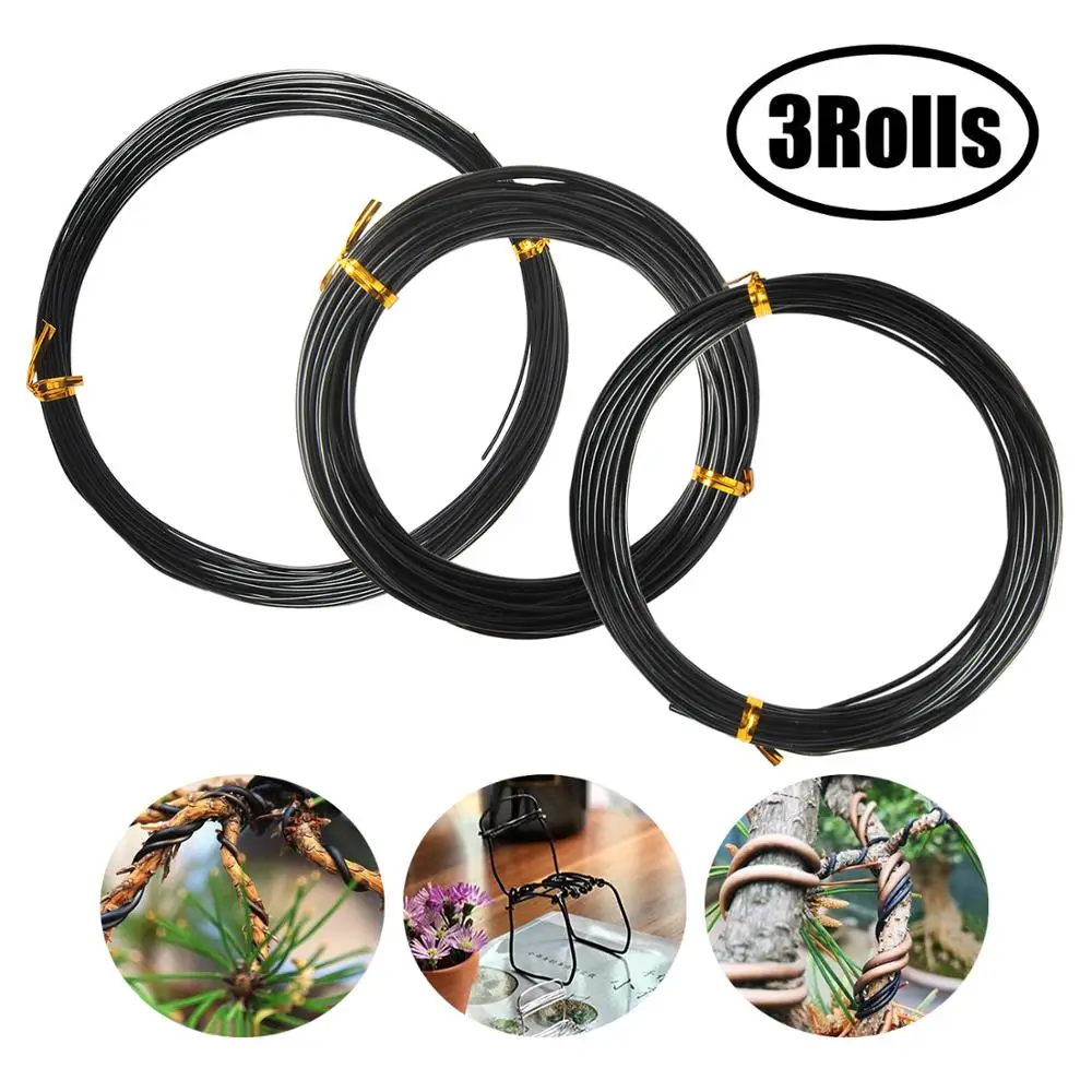 3 роллы анодированный алюминиевый сплав черный провод для бонсай Ремесло Сад 1 0