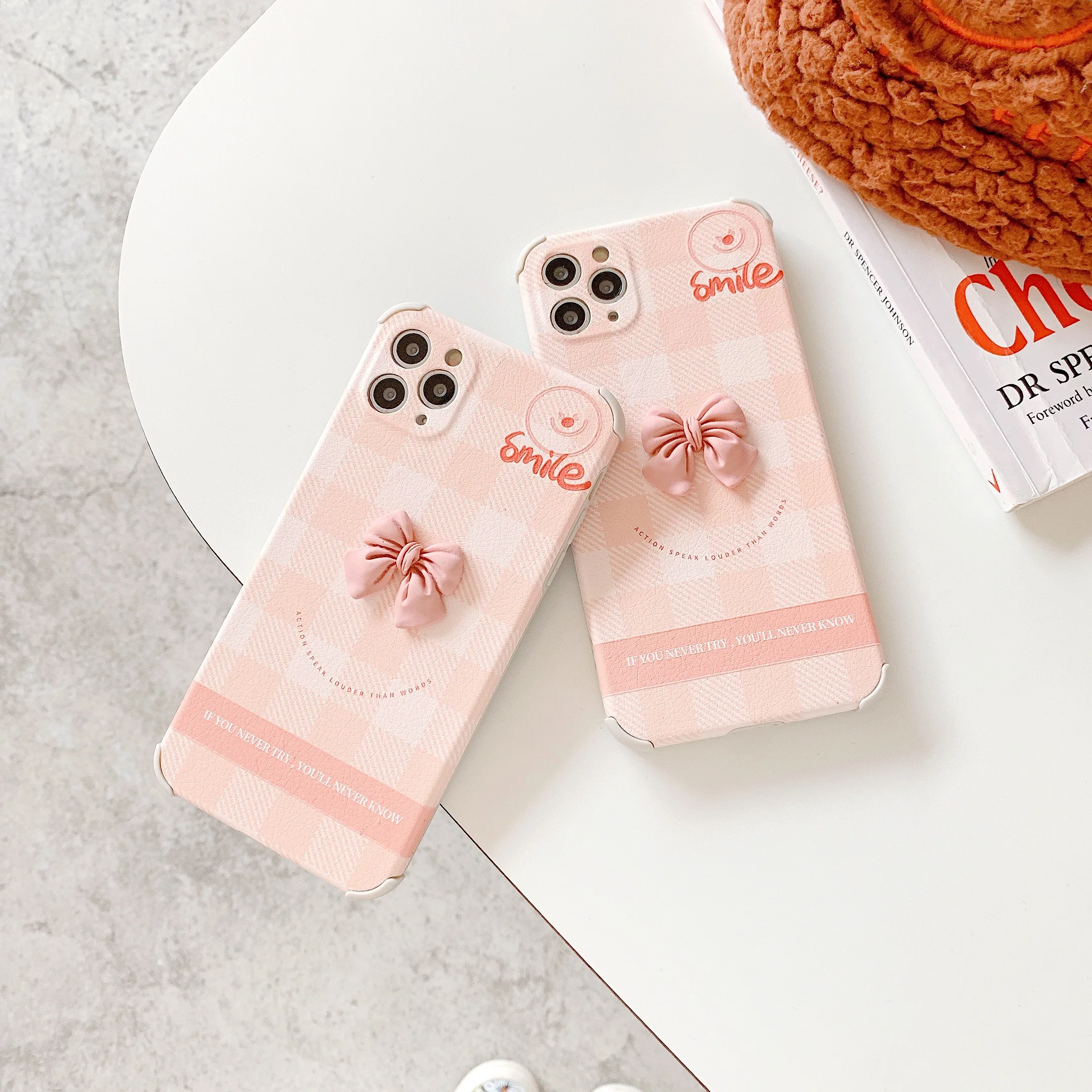 

smlie bow is suitable for iphone 12 pro mobile phone shell 11 7 8 plus X XS Max Xr mini protective sleeve