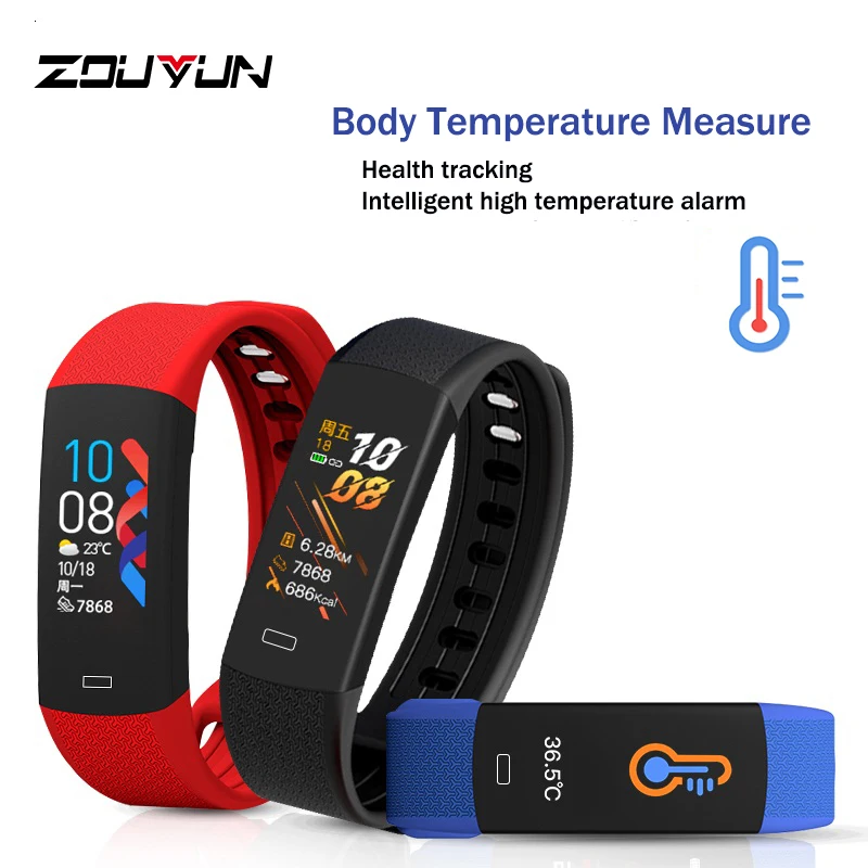 

2020 New Smart Watch Band With Temperature Immune Measure Heart Rate Blood Pressure Monitor sport fitness tracker for men women