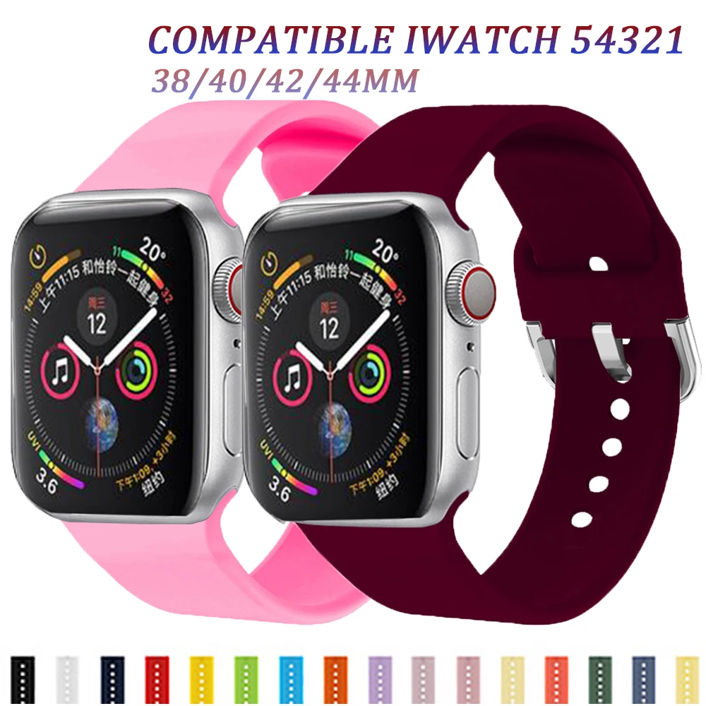 

Silicone strap for apple watch band 44mm 40mm iwatch band 38mm 42mm belt smart watchband bracelet apple watch series 6 5 4 3 Se