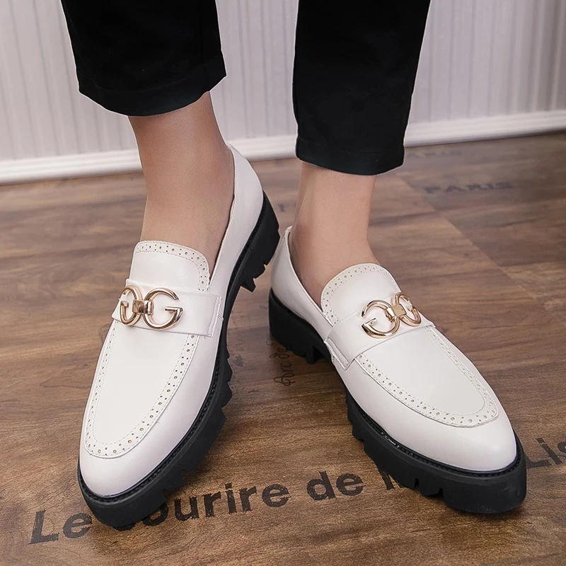 2021 summer new style personality Korean fashion men's casual leather shoes peas leather shoes leather shoes