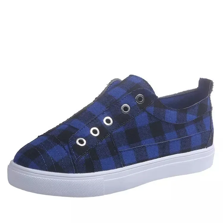 

Women's Plaid Canvas Shoes Casual Women's Sneakers Women's Vulcanized Shoes Fashion Flat Loafers Non-slip Women's Shoes 2021 New