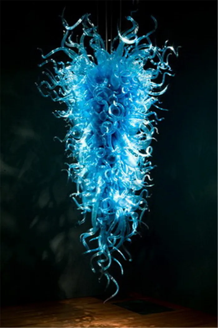 

110v/120v DTY Living Room Decorative Art Light Blue Blown Glass Chandelier