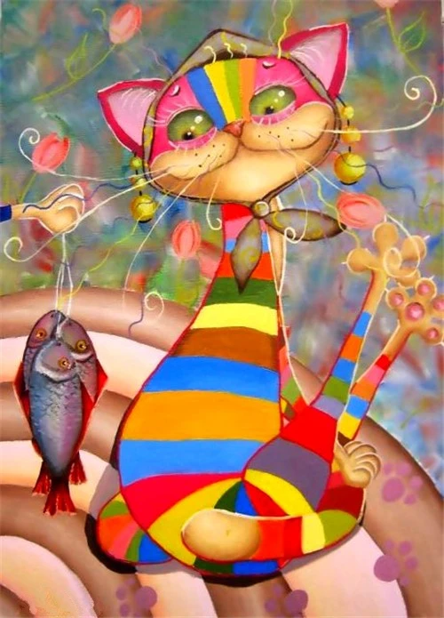 

JMINE Div 5D colorful cat Full Diamond Painting cross stitch kits art High Quality Cartoon 3D paint by diamonds