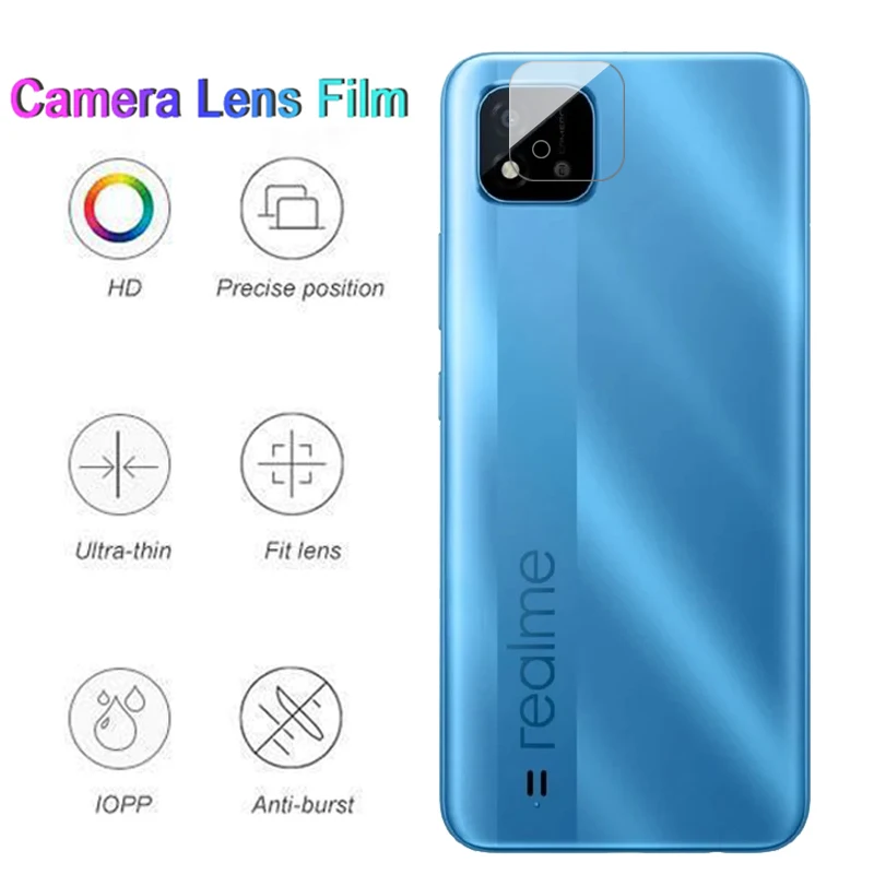 4in1 Full Cover Tempered Glass Case For Realme C11 2021 HD Glass For oppo realme c21 c11 c15 c3 Camera Lens Protective Film