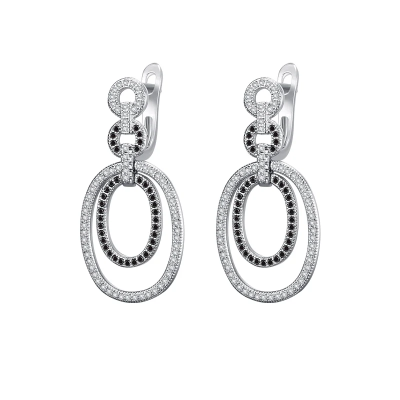 silver MAIKALE, золотые, серебряные, геометрические круглые серьги, черные, AAA кубический цирконий, висячие серьги для женщин, свадебные ювелирные изделия, подарки - Окраска металла: silver