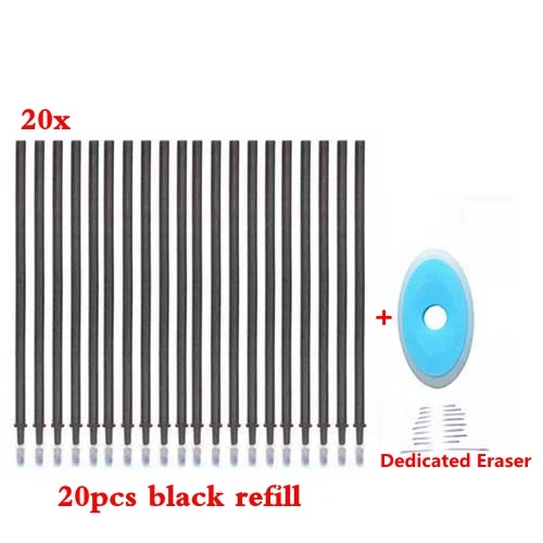 20pcs black Refill 4 шт синие чернила стираемые ручки для канцелярские принадлежности для школьников, студентов, моющиеся ручки, многофункциональные гелевые ручки Kawaii, ручки с животными - Цвет: 20pcs black Refill