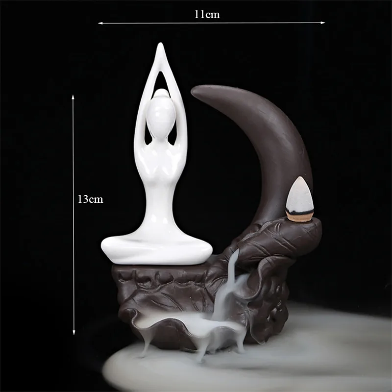 Подставка для благовоний в виде пруда с лунным светом йоги и девушек