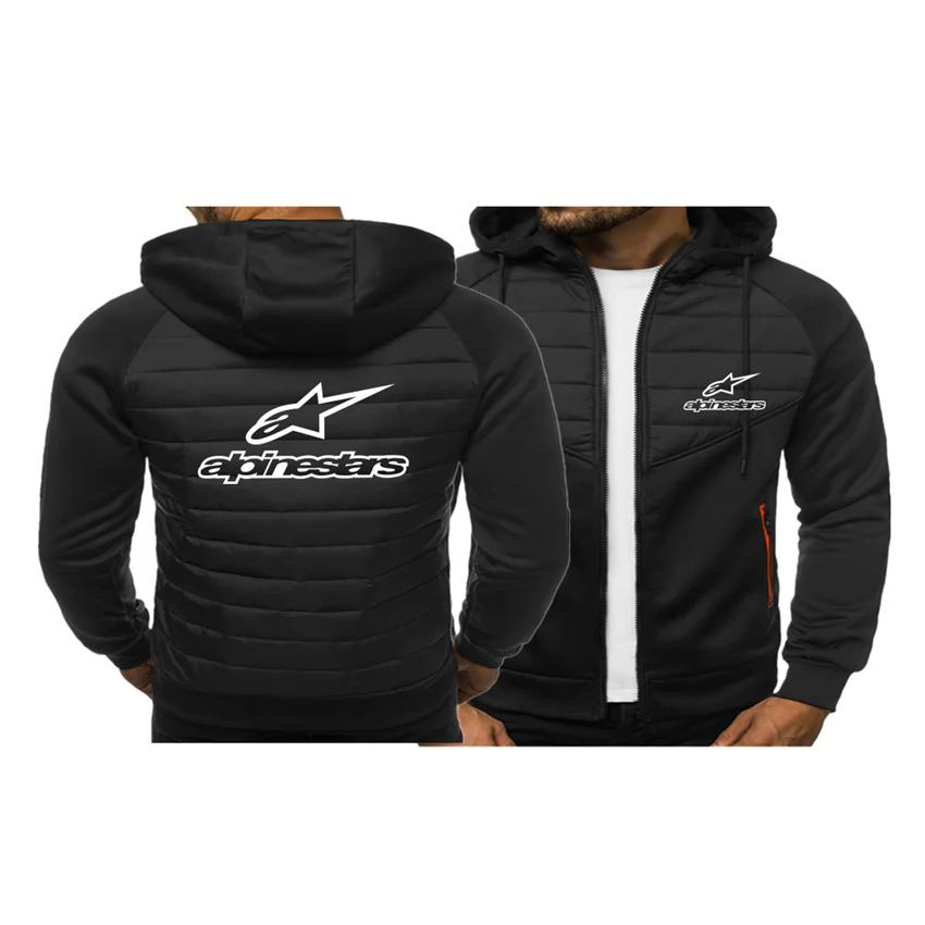 

2021 Alpinestara printed men's casual plus velvet raglan hoodie zipper hooded jacket men's fashion sportswear winter