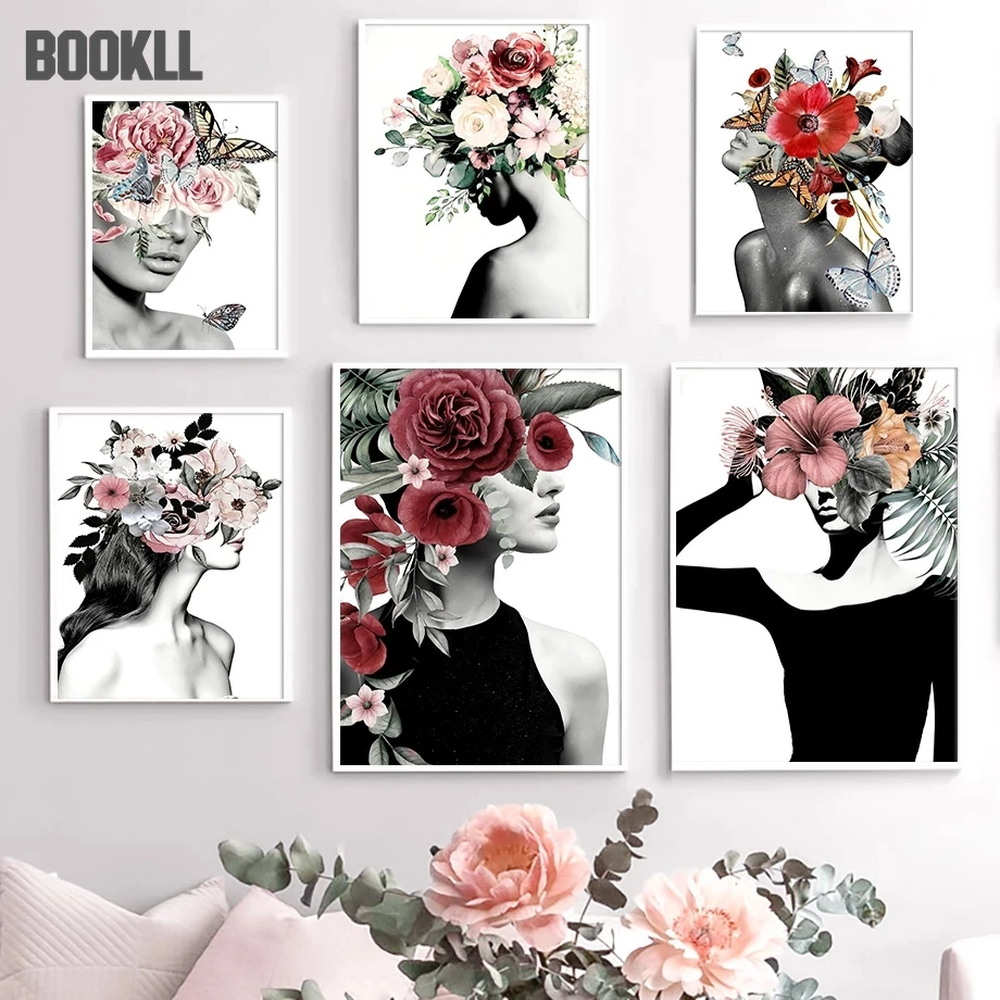

Abstract Girl Flower Fashion Figure Wall Art Canvas Painting Nordic Posters And Prints Wall Pictures For Living Room Decor