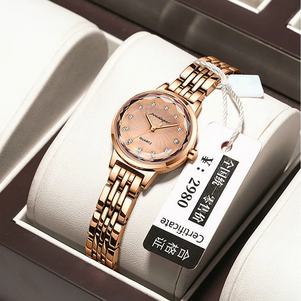 

POEDAGAR Women Watches Simple 2021 Fashion Ladies Quartz Watch Rose Gold Stainless Steel Diamond Luxury Wristwatch Waterproof