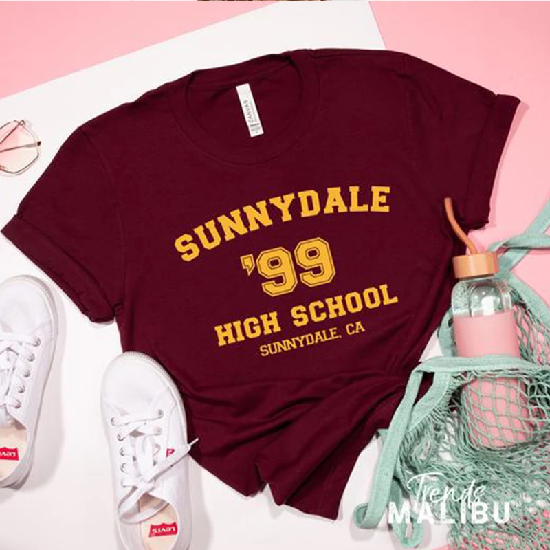 Sunnydale 99 женские футболки для старшей школы хлопковая одежда с Баффи-надписью Slaye