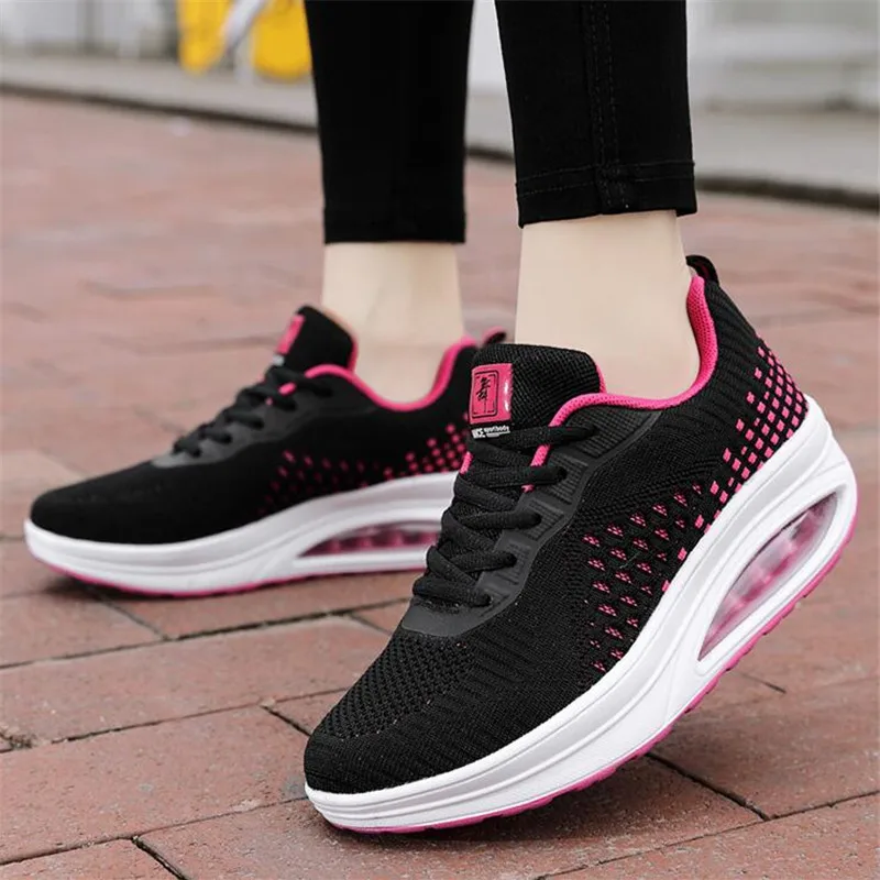 Mesh Trainers Chunky Shoes for Women White Black Sneakers Women Casual Sneakers New Comfortable Thick Sole Ladies Sport Shoes