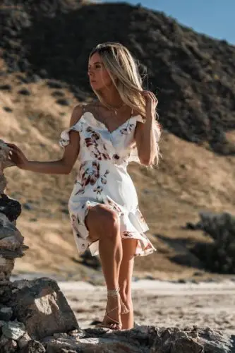 Женское Цветочное платье бохо шифоновое летнее вечернее пляжное мини