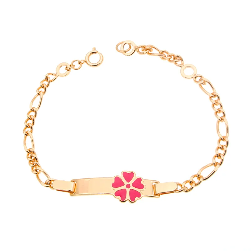 Браслеты для девочек с розовым сердцем Детская повязка на руку золотой браслет