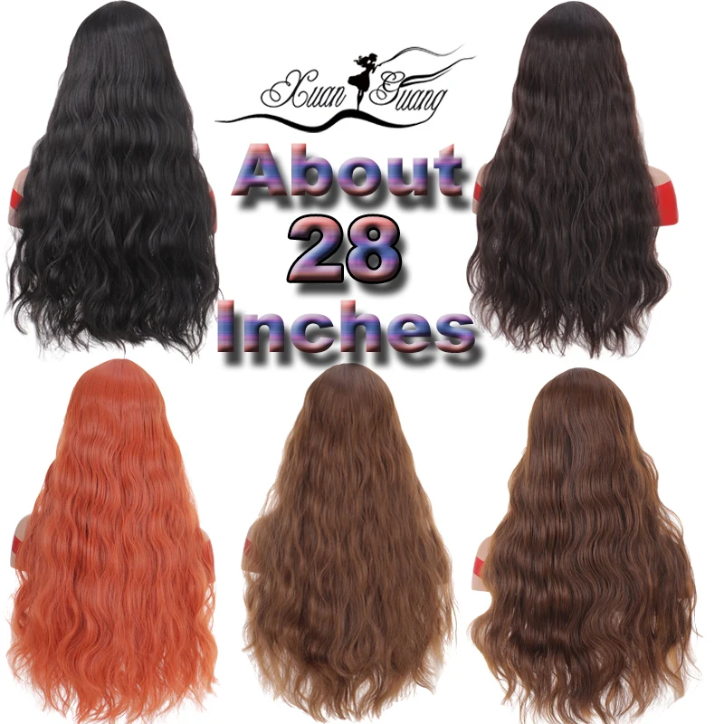 XUANGUANG длинные волнистые коричневые оранжевые синтетические парики косплей парик