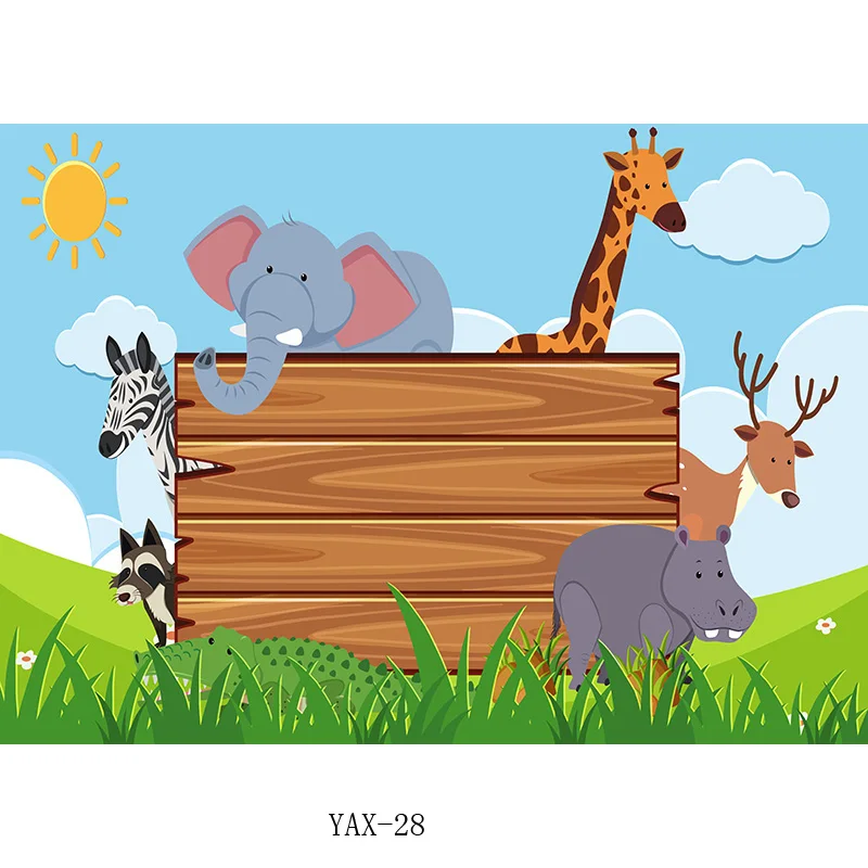 

Children Kids Baby Birthday Photography Backdrops Cartoon Animals Zoo Photography Backgrounds For Photo Studio 2020108YAX-01