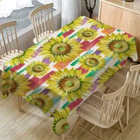 watercolor sunflower tablecloth autumn yellow floral wedding dining table cover rectangular linen flower tea table cloth 140x260