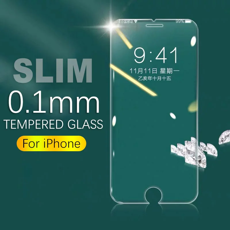 0 1 мм защитное закаленное стекло для Iphone 7 6 6s 8 Plus 11 Pro Xs Max Xr X Защитное экрана на 7| |