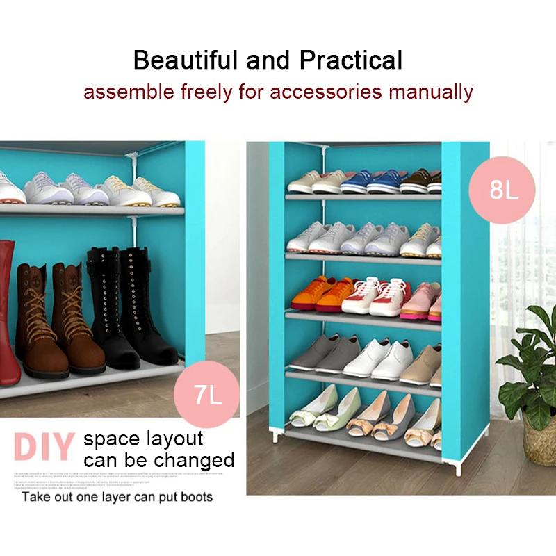 

Assemble Shoe Rack Multiple Layers Saving Space Shoes Organizer Cabinet Dustproof Shoe Cabinets Home Furniture Nonwoven Shoerack
