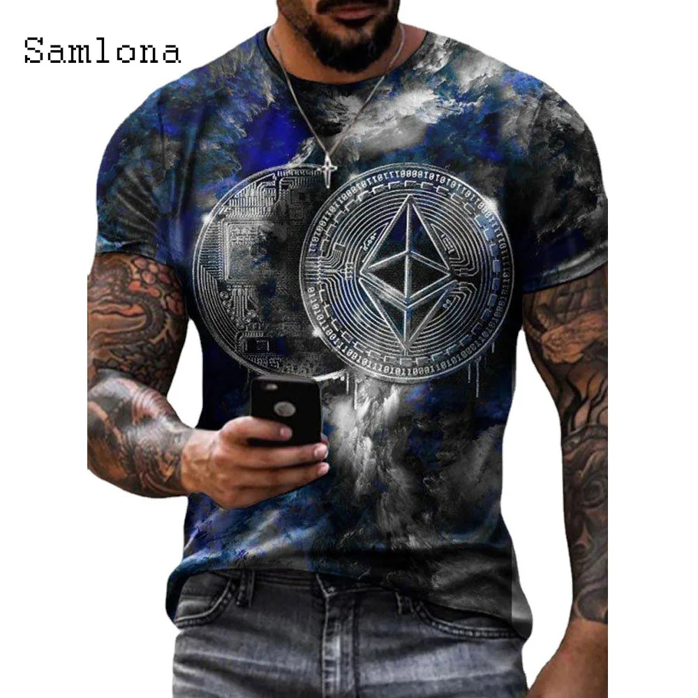 

Samlona Plus Size Men T-shirt 2021 New Fashion Tops Streetwear 3D Playcard Print Tshirt Summer Casual Pullovers Men Tees Shirt