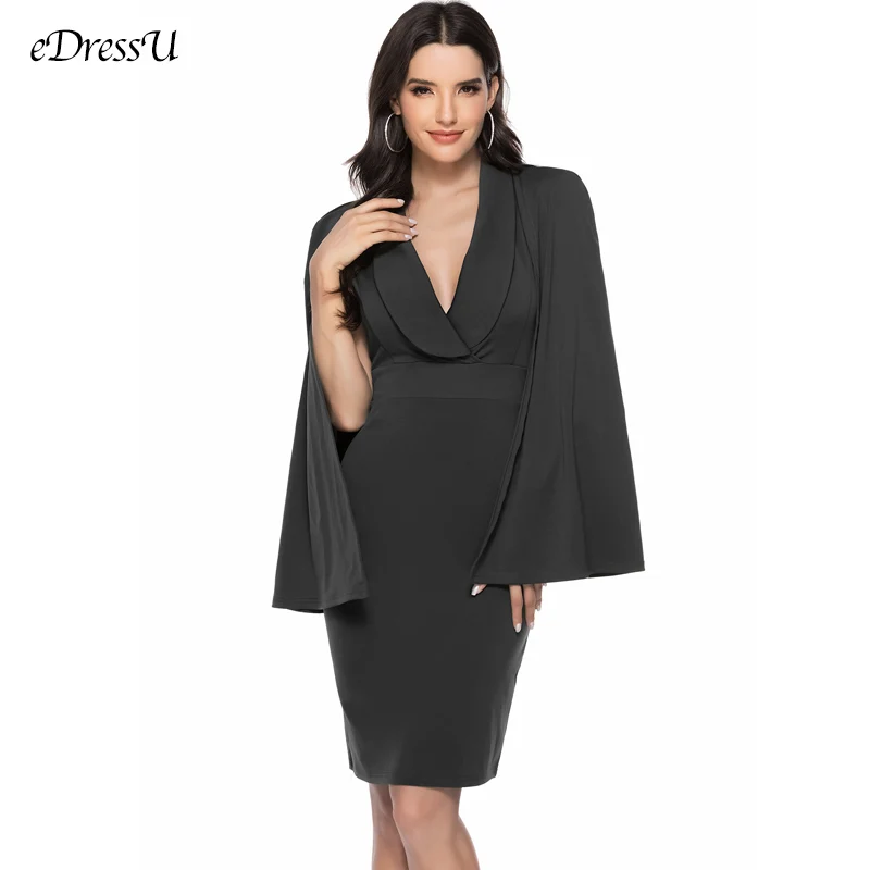 2021 Evening Party Dress Cape Vestido de Fiesta Batwing Sleeve Elegant Formal Bodycon Bandage Office LMT-5235 | Женская одежда