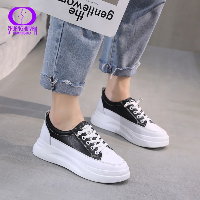 AIMEIGAO/весенне осенняя повседневная обувь из воловьей кожи Женские кроссовки