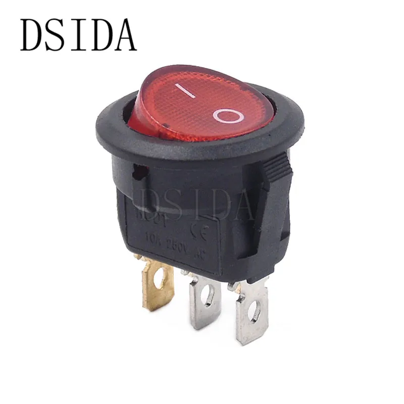 3pinON-OFF Red Light ON/OFF Round Rocker Switch LED illuminated Car Dashboard Dash Boat Van 12V 24V / 6A 250V / 10A 125V 2/3/4PIN Switch 20MM ON-OFF - Цвет: 3pinON-OFF Red Light