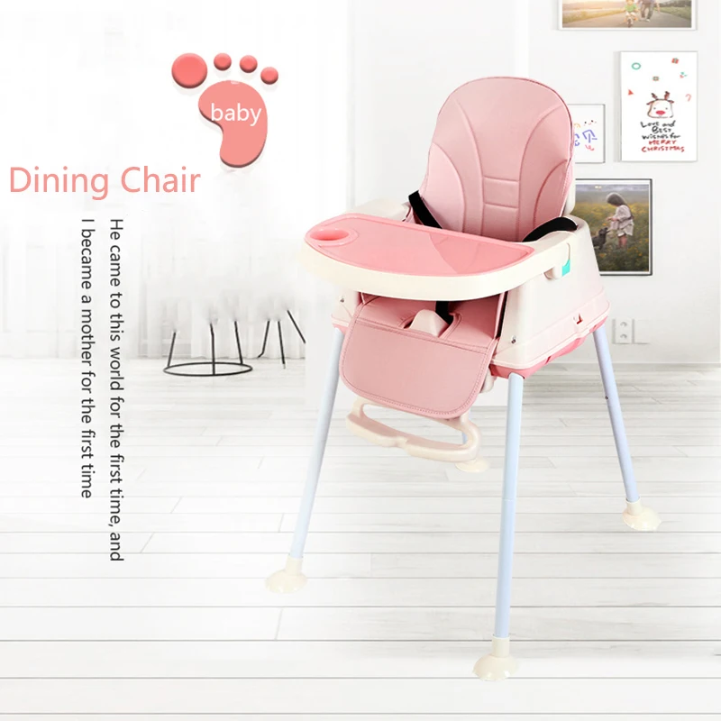 

Infant Shining Highchair Dining Chair Feeding Chair Booster Seat with Wheel Feeding Seat Foldable Portable Soft PU Height-adjust