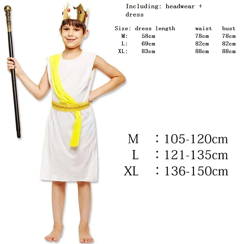 New White Purim Children Boy Arab Greece Rome Egypt Prince Pharaoh Scepter Role Play Cosplay Costume Halloween costume Christmas |