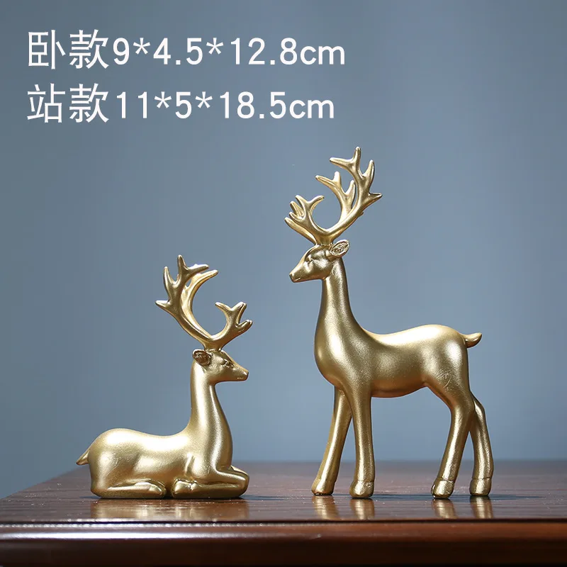 

Nordic Art Golden Deer Crafts Decoration Modern Minimalist Living Room Porch Wine Cabinet TV Cabinetmodel Roomoffice Furnishings
