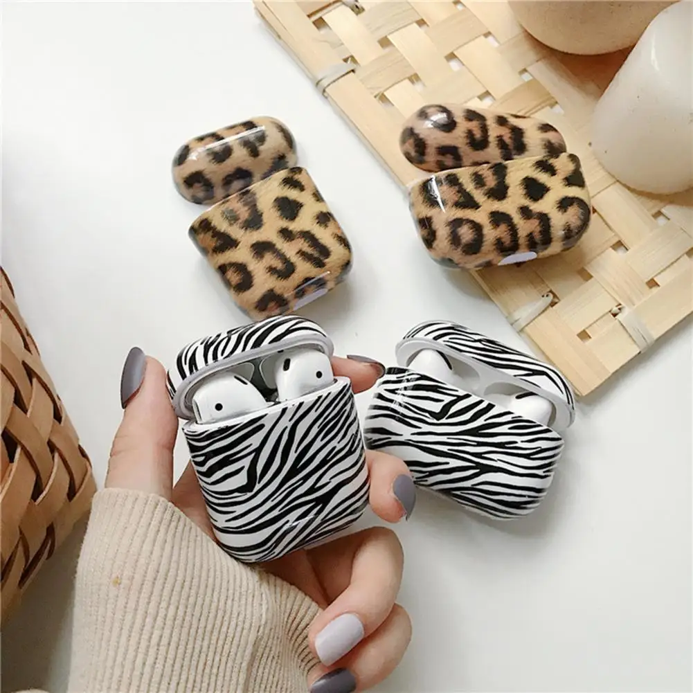 

2021 New Wireless Headset Protective Shell Dustproof Zebra Pattern PC Protective Earphone Cover For Airpods 1/2/3 Earbuds