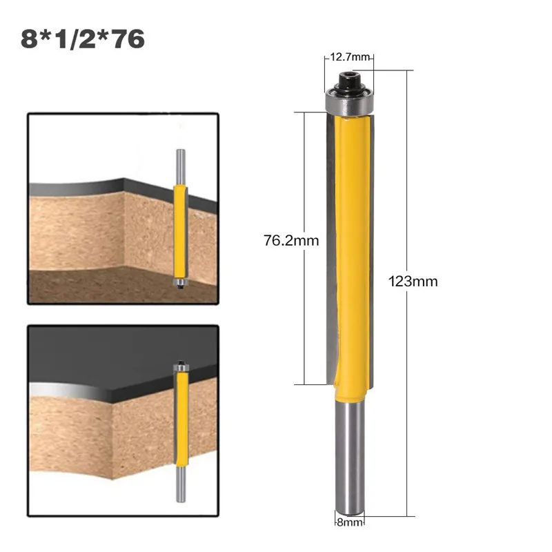 

8mm Shank 2" Flush Trim Router Bit Wood Cutter with Bearing for Wood Template Pattern Bit Milling Cutter Woodwork Milling Tools
