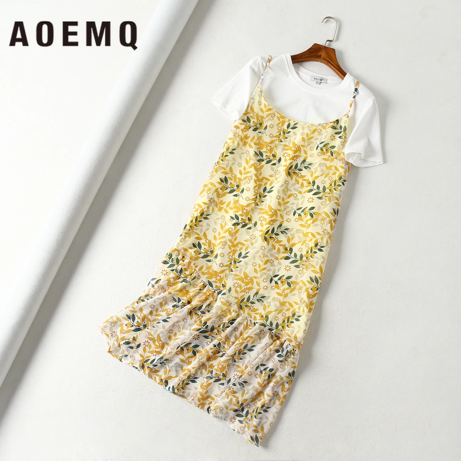 AOEMQ модные летние комплекты в естественном стиле корейские для девушек студенток