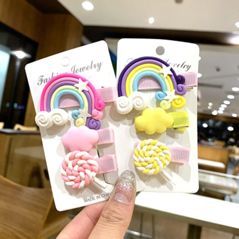 

Модная маленькая милая детская заколка для волос, милая Радужная маленькая заколка для волос ярких цветов, боковая заколка, аксессуары для ...