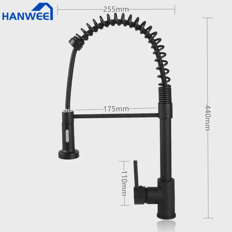 Матовый черный кухонный смеситель для раковины вытяжной с одной ручкой