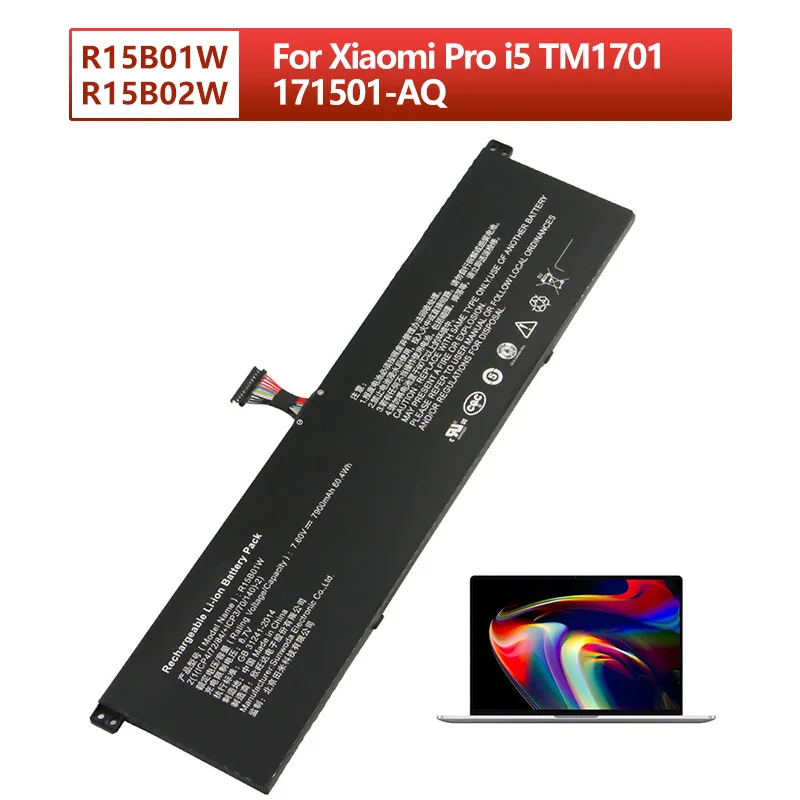 

New Replacement Laptop Battery R15B01W R15B02W For Xiaomi Pro i5 TM1701 171501-AQ 15.6 inch Series Rechargeable battery