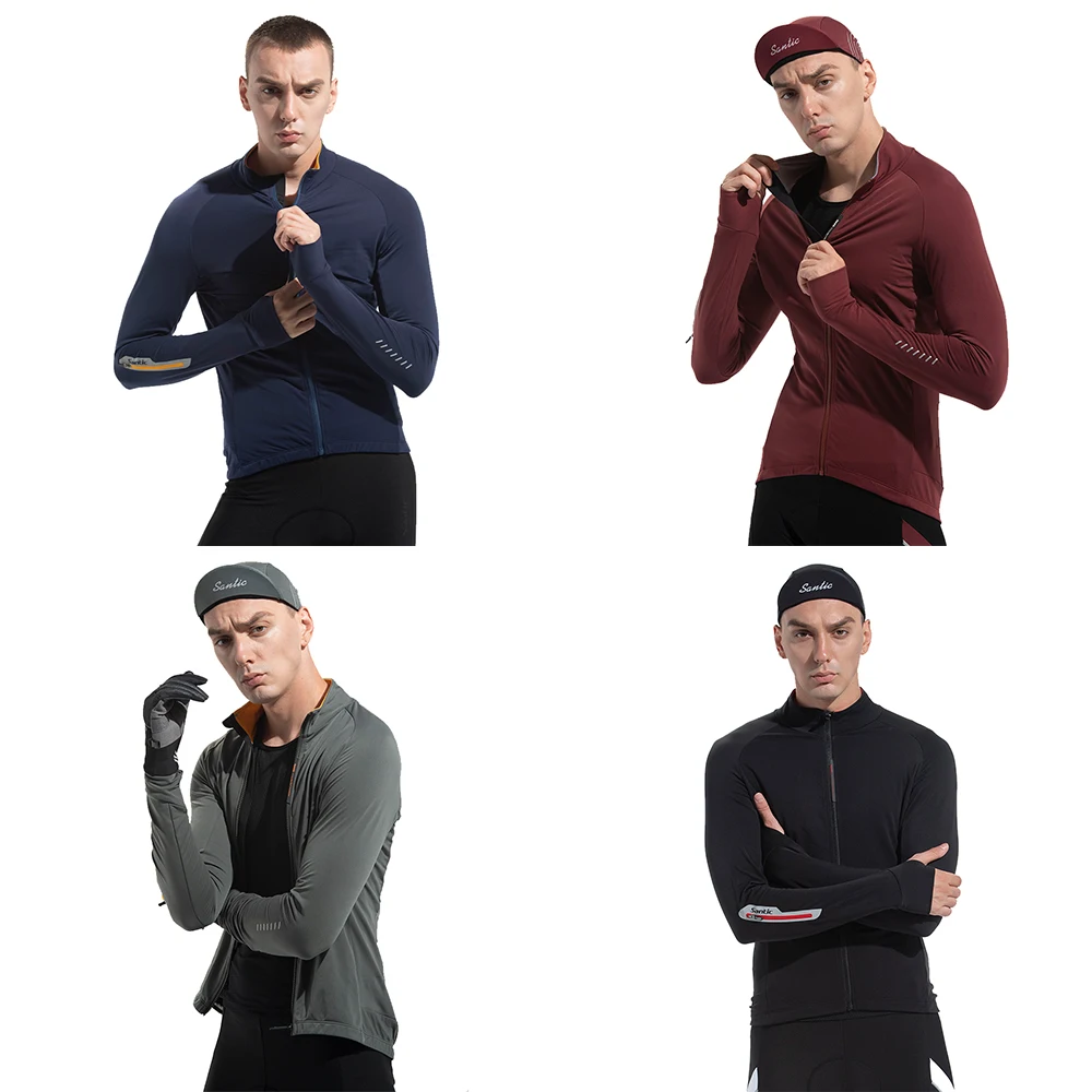 Мужская велосипедная кофта Santic зимняя Светоотражающая Флисовая Кофта на молнии
