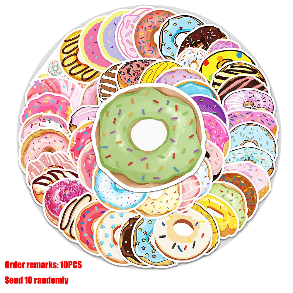 

10/30/50 Pcs Cartoon Food Bread Donut Waterproof Graffiti Sticker For Divination Refrigerator Motorcycle Skateboard Toy Gifts
