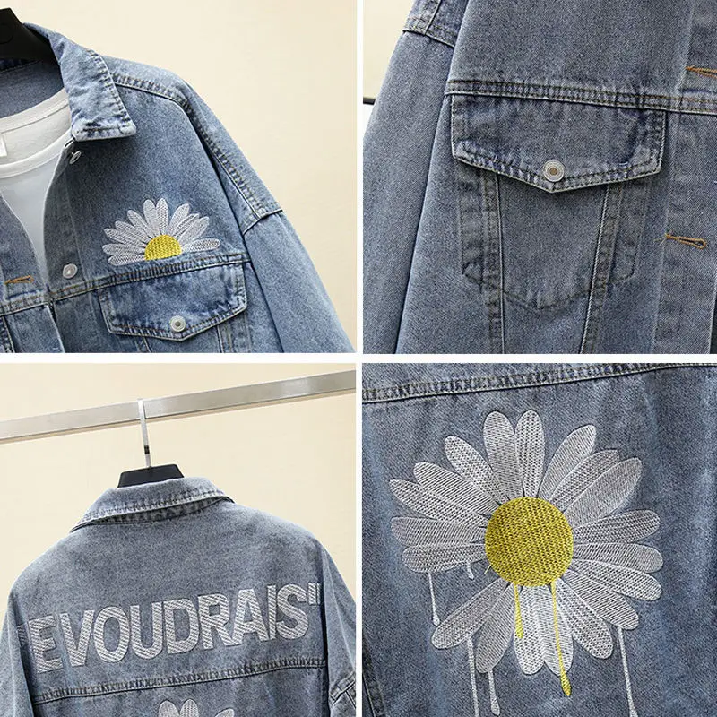 

Women's Denim Jacket 2020 Spring New Loose Embroidery Retro Wild Casual Jacket Women's Clothing Fashion Coat Female Outerwear