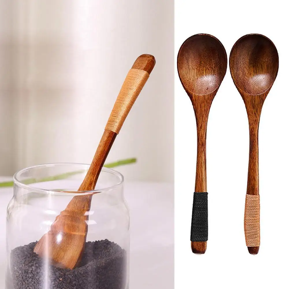 

New Wooden Spoon Dinner Kit Rice Soups Utensil Cereal Tools Utensil Tool Kitchen Spoon Handmade Cooking Catering Teaspoon S U2C7