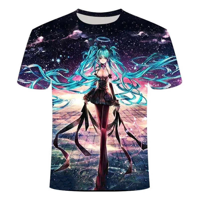 Футболка Hatsune Miku Vocaloid летние топы Женская Повседневная футболка femme футболки с