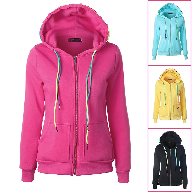 

Solid Color Zip Up Hoodie Social Harajuku Hoodie Women's Harajuku Sweatshirt Long Sleeve Winter Velvet Thicken Jacket Clothes