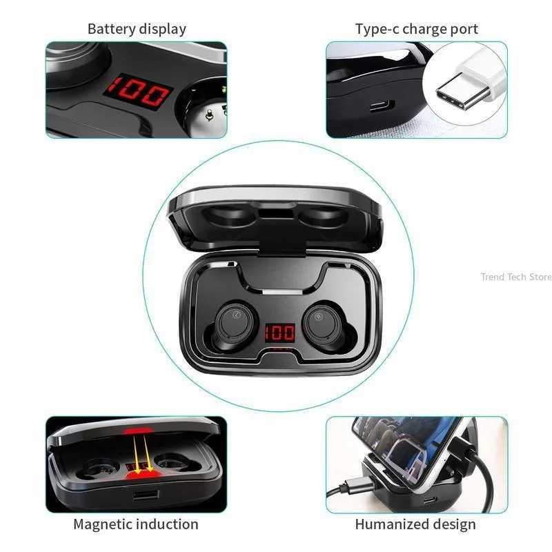 

TWS Bluetooth Earphones Fone de Ouvido 3500mAh Charging Box Wireless Headphone 9D Stereo Sports Waterproof Earbuds Headsets MIC
