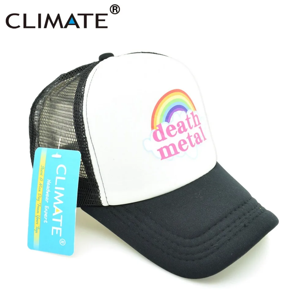 CLIMATE Death Metal Rock Trucker, кепка Rock, летняя кепка, металлическая Кепка Rock Fans, крутая сетчатая бейсболка, Мужская Радужная Кепка Trucker, кепка s, папа, Мужская кепка