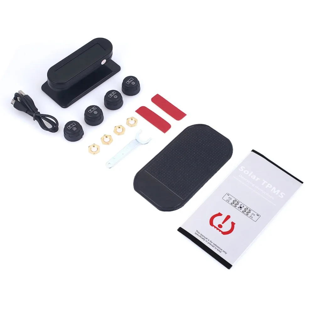 

BAFIRE Universal Car TPMS Solar Tire Pressure Monitoring System with Internal/External Sensor Windshield Black Auto Digital