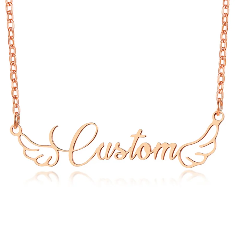 

Angle Wing Pendant Custom Name Choker Necklace Personalized Love Gifts