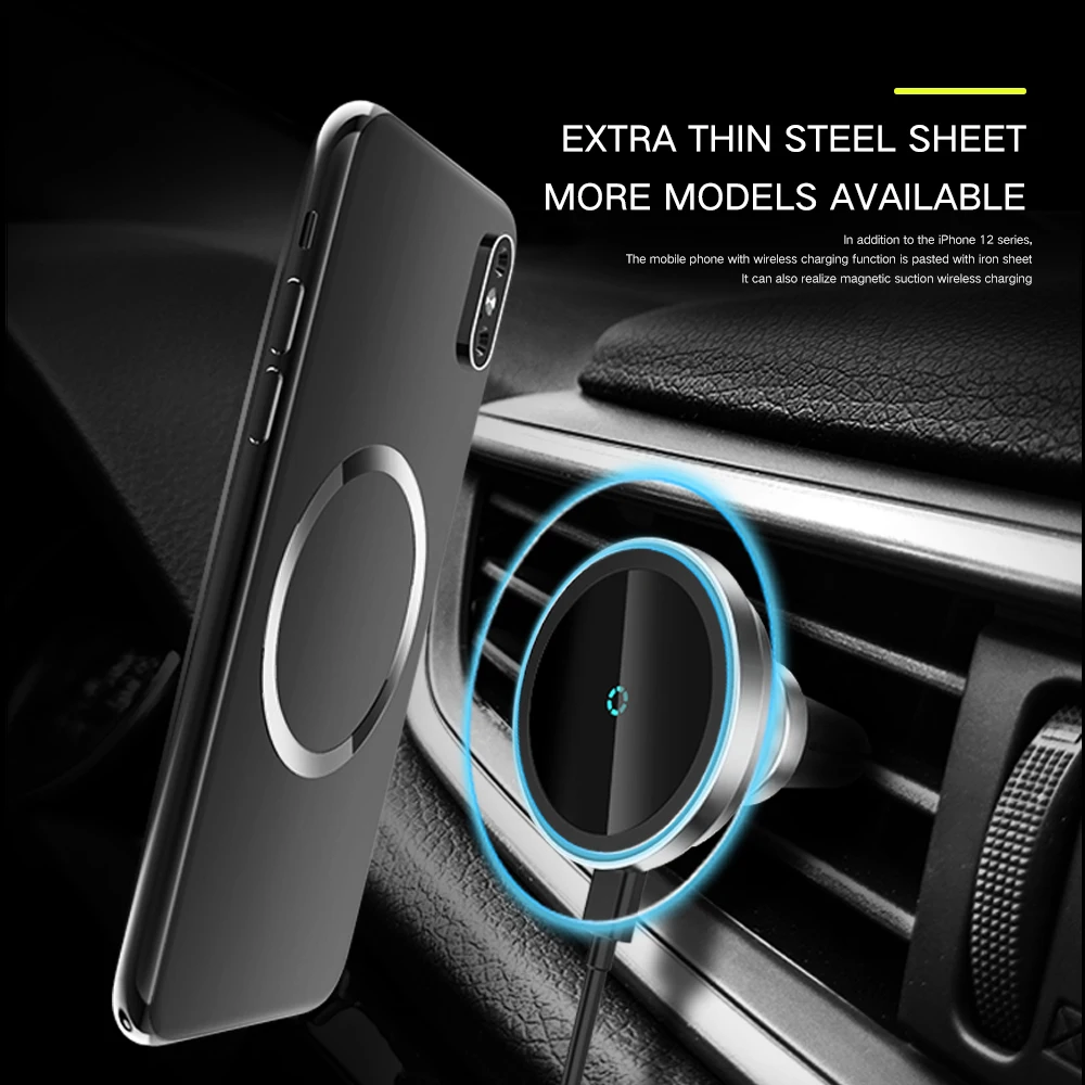 15w new magnetic charger for iphone 12 pro max mini magsafing car holder wireless charger charging car phone holder stand 2 in 1 free global shipping